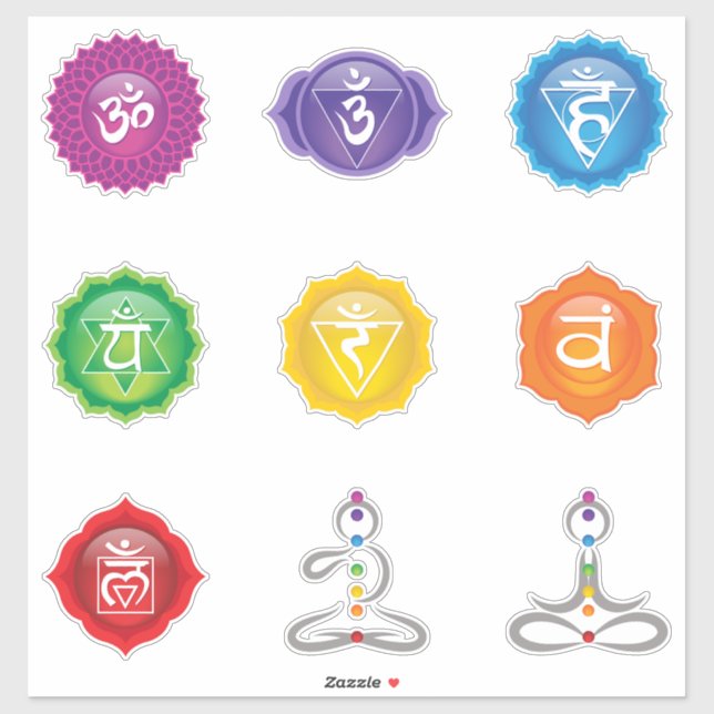Adesivo 7 Símbolos Chakra Sticker #01 (Folha)