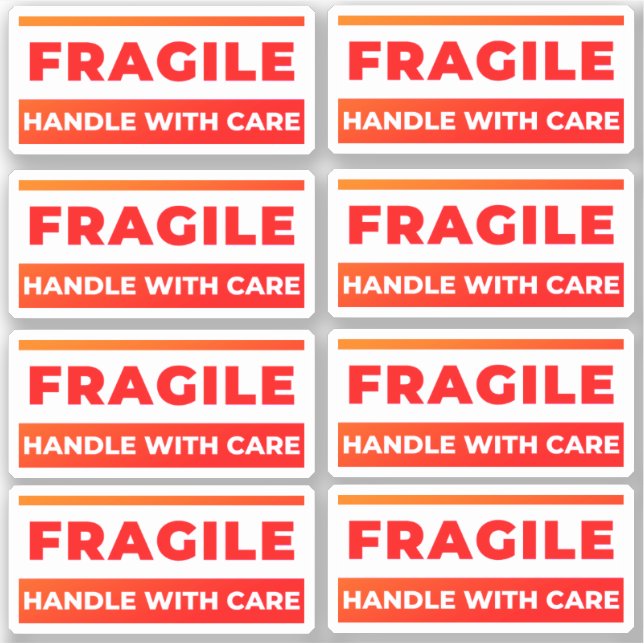 Adesivo 8 Fragile Stickers, Shipping Labels for Breakables (Frente)
