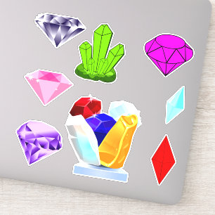 Adesivo 8 Gemas de Cristal Coloridas (Designer de Joias) G