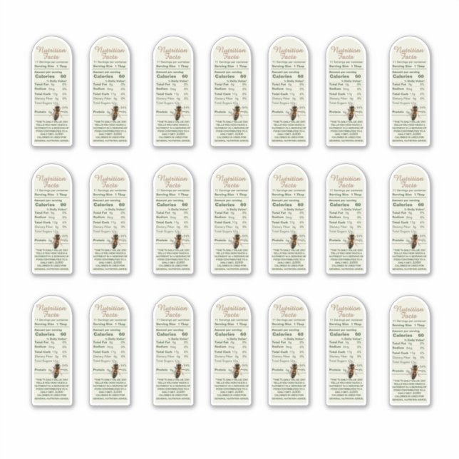 Adesivo 8 oz Muth Jar Nutrition Facts with Bee Vinyl (Frente)