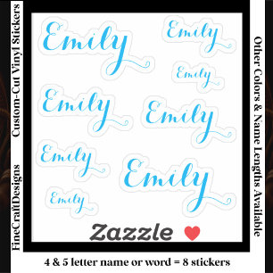 Adesivo 8 Palavras de Nome Personalizado, 4-5 letras Elega