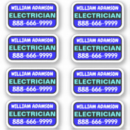Adesivo 8 peças Nome do Eletricista e Número de Telefone -