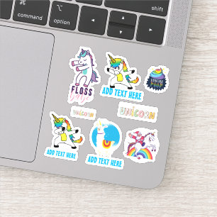 Adesivo 8 x Formado pela UNICORN Engraçada Cute Kawaii Da