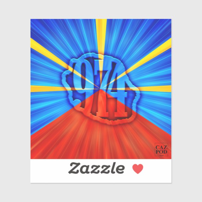 Adesivo 974 Ile de la Réunion - Drapeau réunionnais (Folha)