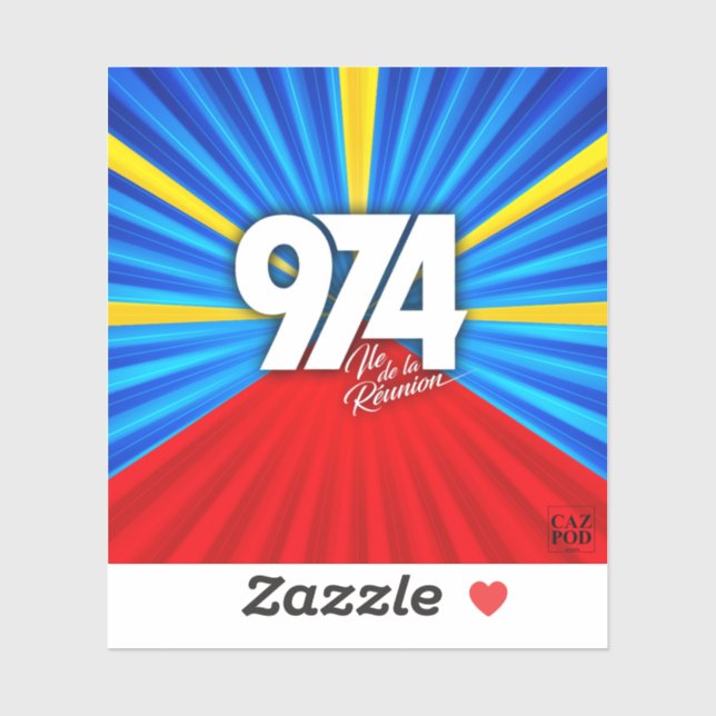 Adesivo 974 Ile de la Reunion Signature Maveli R zoom1 (Folha)