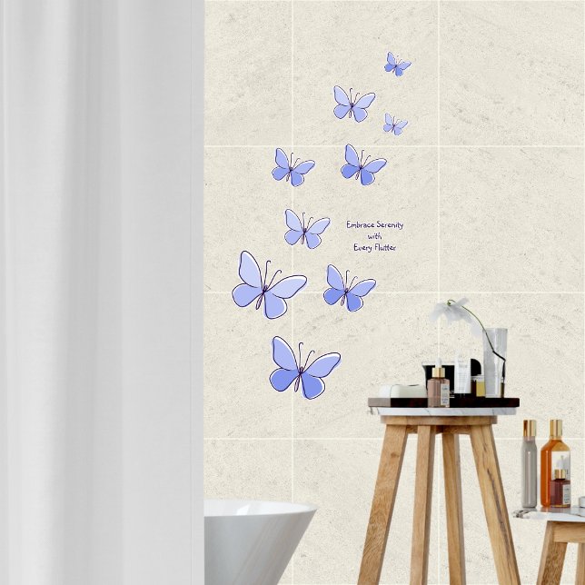 Adesivo 9 Borboletas azuis claras para Criar um filtro (Light Blue Butterfly Vinyl Decal "Embrace Serenity with Every Flutter")