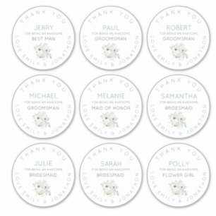 Adesivo 9 Nome Individual Obrigado Bridal Floral Grande