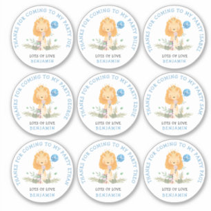 Adesivo 9 Nomes de Convidado Individuais Azul Obrigado Leã