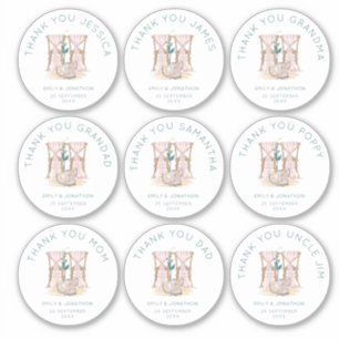 Adesivo 9 nomes individuais Obrigado Cadeiras de Casamento