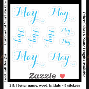 Adesivo 9 Palavra Nome Personalizado, 2-3 letras Elegante
