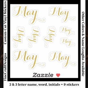 Adesivo 9 Palavras de Nome Personalizado, 2-3 letras Elega