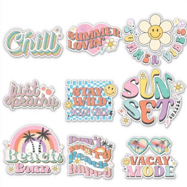 Adesivo 9 Retro Tropical Summer Neon Sticker (Frente)