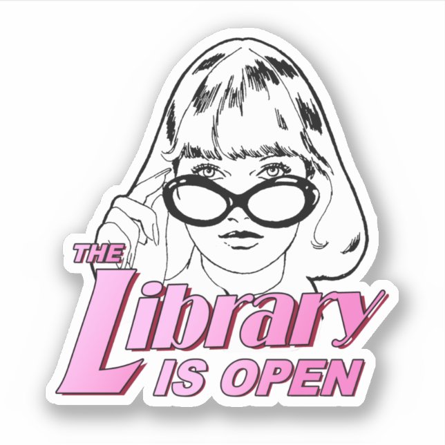 Adesivo A biblioteca está aberta (Frente)