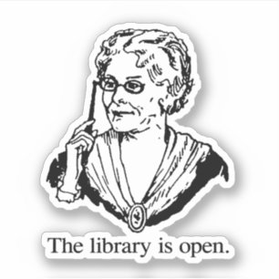 Adesivo A biblioteca está aberta