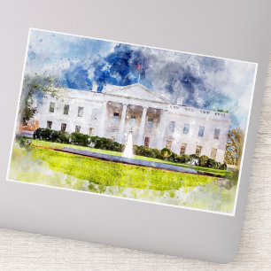 Adesivo A Casa Branca em Washington DC Aquarela