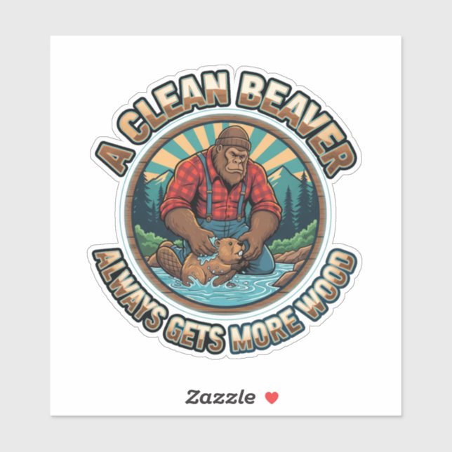 Adesivo A Clean Beaver Always Gets More Wood (Folha)