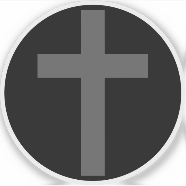 Adesivo A Cruz Cristã (cinza a preto) (Frente)