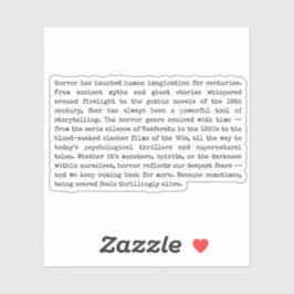 Adesivo A emoção do medo - o horror pela era