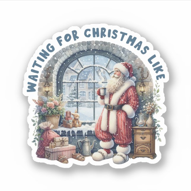 Adesivo À espera de Papais noeis de Natal vinil Sticker (Frente)