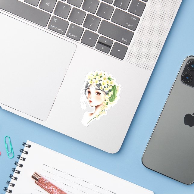 Adesivo A Essência da Mulher: Graça, Força e Beleza (Notebook com iPhone)