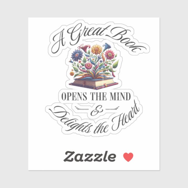 Adesivo A Great Book Delights Floral  (Folha)