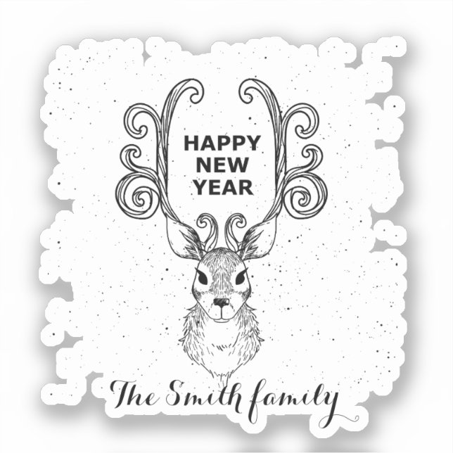 Adesivo A magia rena branca e negra do Ano Novo (Frente)