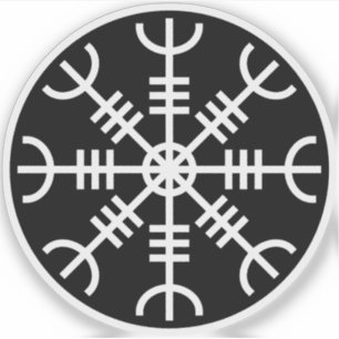 Adesivo A Mão de Awe - Aegishjalmur (branco a preto)