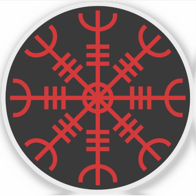 Adesivo A Mão de Awe - Aegishjalmur (vermelha a preto) (Frente)