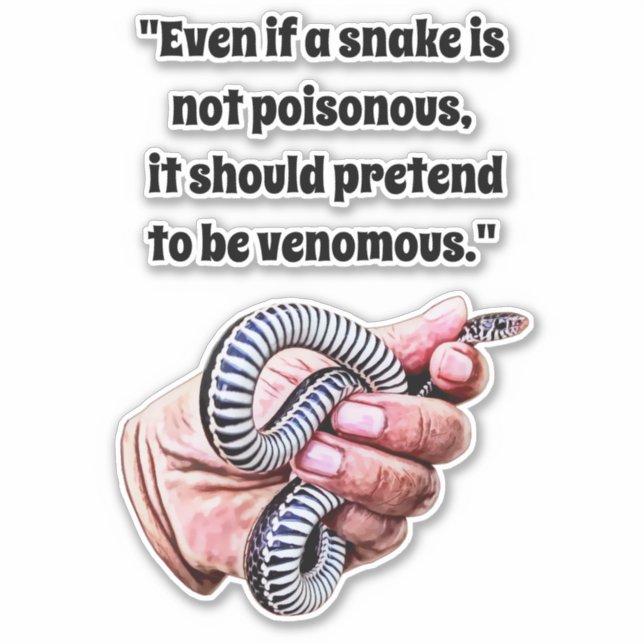 Adesivo a mão segurando o bebê cobra réptil cita arte (Frente)