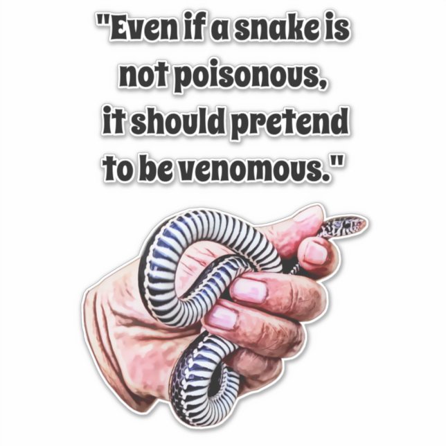 Adesivo a mão segurando o bebê cobra réptil cita arte (Frente)