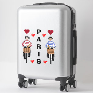 Adesivo A menina e o menino de PARIS em bicicletas amam