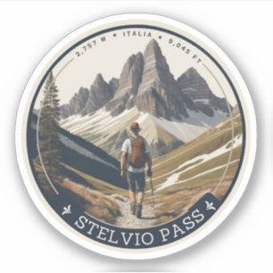 Adesivo A montanha Stelvio Pass atravessa a Suiça italiana