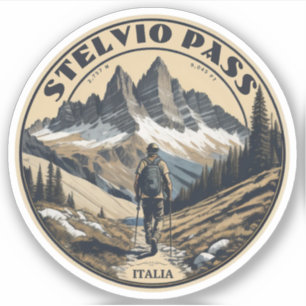 Adesivo A montanha Stelvio Pass atravessa a Suiça italiana