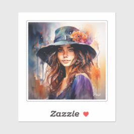 Adesivo A Mulher no Chapéu: Retrato da Graça Vibrante