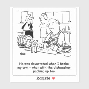 Adesivo A mulher tem o Homem de Braço Quebrado que lavar P
