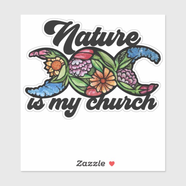 Adesivo A natureza é minha bruxa verde tripla lua da Igrej (Folha)