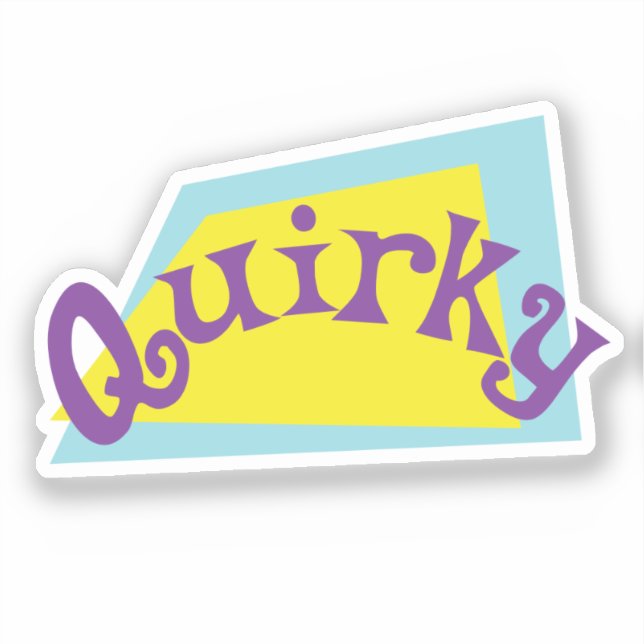 Adesivo A palavra Quirky em formas e cores retro (Frente)