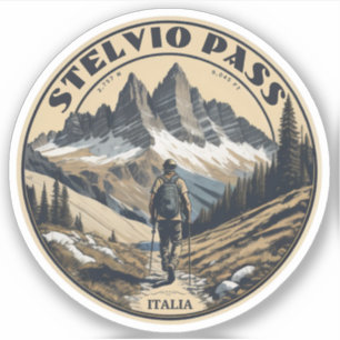 Adesivo A passagem montanhosa de Stelvio Itália Suíça