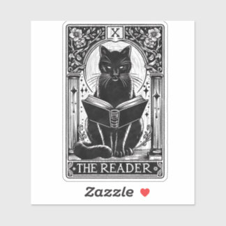 Adesivo A Placa de Tarot de Gato Preto do Leitor