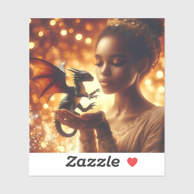 Adesivo  a princess and her baby dragon (Folha)