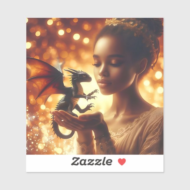 Adesivo  a princess and her baby dragon (Folha)