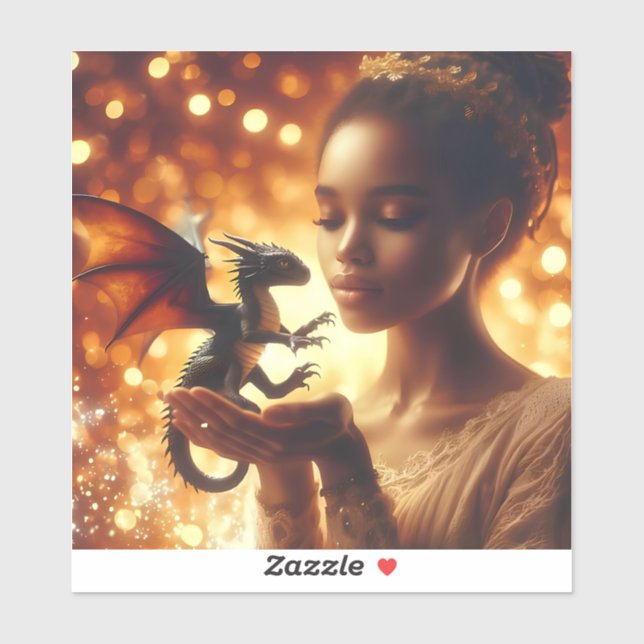 Adesivo  a princess and her baby dragon (Folha)