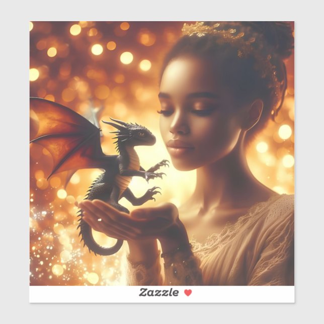 Adesivo  a princess and her baby dragon (Folha)