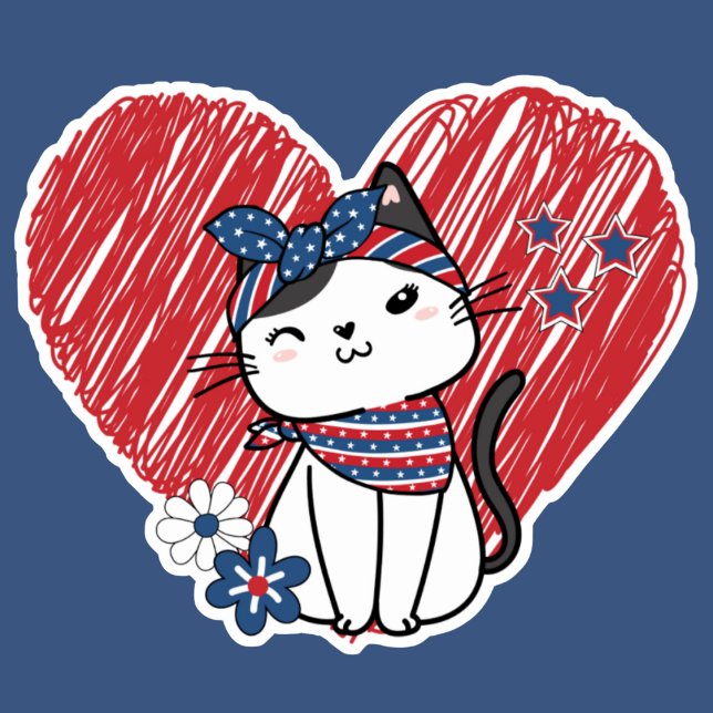 Adesivo À prova d'água do Puss Patriótico (Criador carregado)