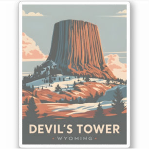 Adesivo A Torre do Diabo da viagens vintage - Cenário Retr
