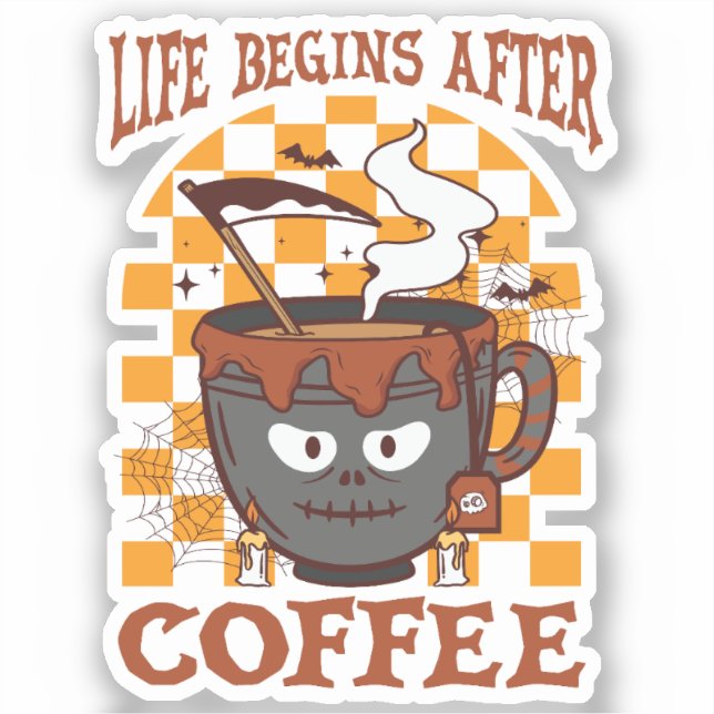 Adesivo A Vida Começa Após O Café (Frente)