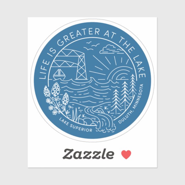 Adesivo A vida é maior no lago - branco no azul (Folha)