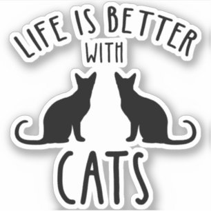 Adesivo A Vida É Melhor Com Gatos