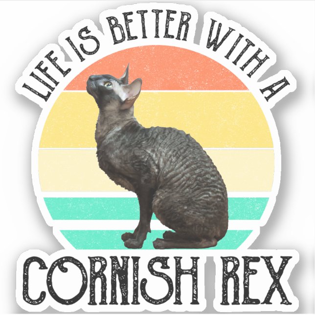 Adesivo A Vida É Melhor Com Um Cornish Rex (Frente)