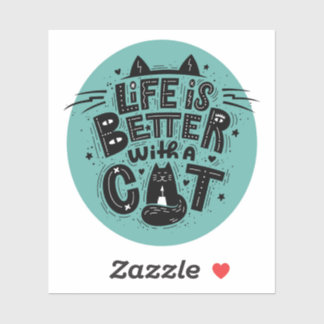 Adesivo A vida é melhor com um gato